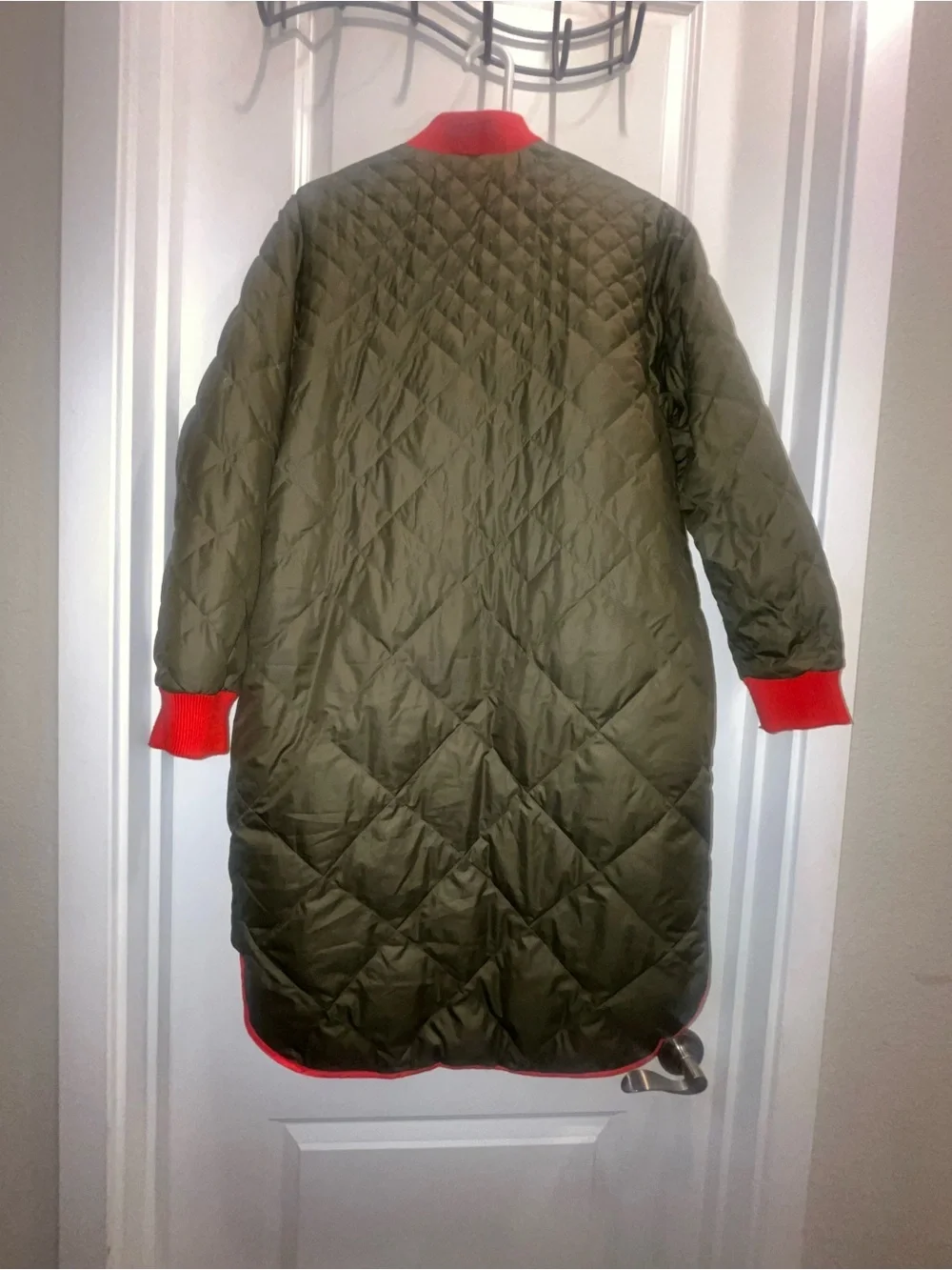 The Great + Eddie Bauer reversible down quilted bomber jacket